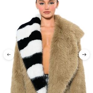 Oversized striped faux fur jacket